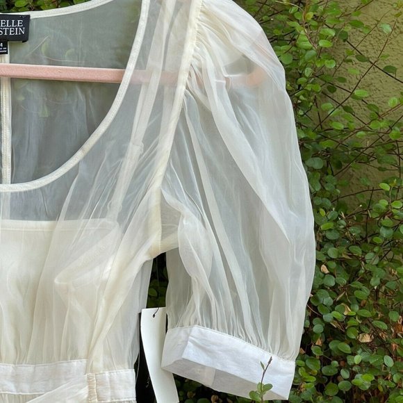 DANIELLE BERNSTEIN Organza Sheer Puff Sleeve Mini Dress Medium - Picture 3 of 6